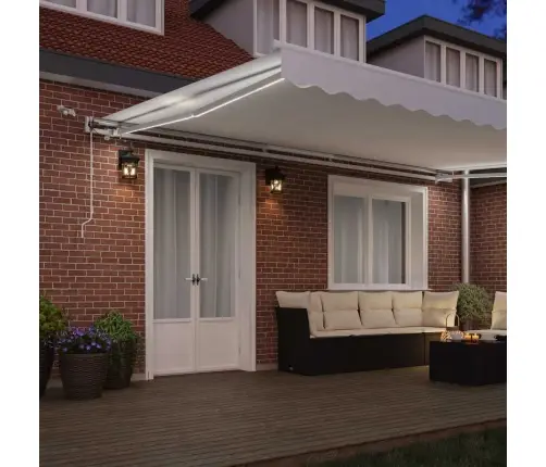 Automātiskā Izvelkama Aizsardzība Ar Led, Balta, 500 X 350 Cm Vidaxl