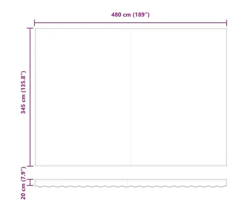 Izvelkams Jumtiņš Balts 500 × 350 Cm Poliesters Vidaxl