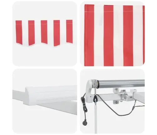 Automātiskā Atsaucamā Markīze Ar Led Sarkanu Un Balto Svītru 600X300 Cm Vidaxl