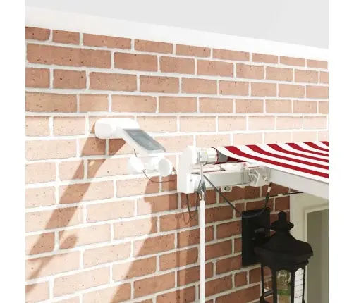 Automātiskā Atsaucamā Markīze Ar Led Sarkanu Un Balto Svītru 600X300 Cm Vidaxl