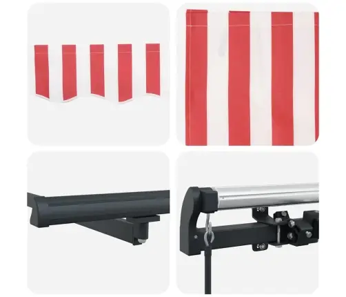 Izvelkams Jumtiņš Sarkans Un Balts 600 × 300 Cm Poliesters Vidaxl