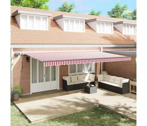 Manuālā Ievelkamā Nojume Ar Led Sarkanu Un Balto Svītru 600X300 Cm Vidaxl