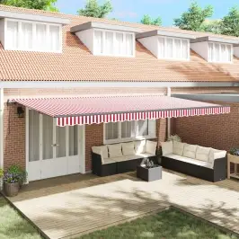 Nolokāms Markīze Sarkana Un Balta 600 × 300 Cm Vidaxl