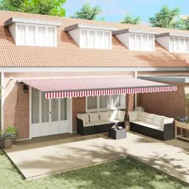 Nolokāms Markīze Sarkana Un Balta 600 × 300 Cm Poliesters Vidaxl