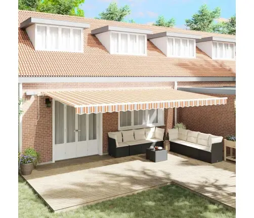 Ievelkamā Nojume With Oranžs / Pelēks / Zils / Balts 600 × 300 Cm Vidaxl