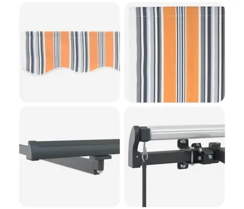 Manuālā Ievelkamā Nojume Ar Led Daudzkrāsainām Svītrām 600X300 Cm Vidaxl