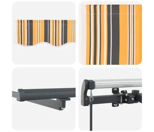 Manuāla Iebīdāma Nojume Ar Led Daudzkrāsainu Svītru 600X300 Cm Vidaxl