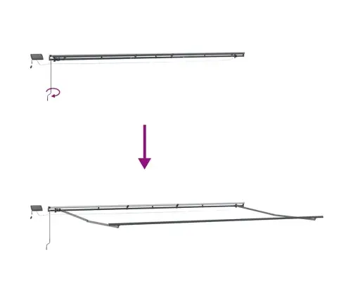 Manuāla Iebīdāma Nojume Ar Led Daudzkrāsainu Svītru 600X300 Cm Vidaxl