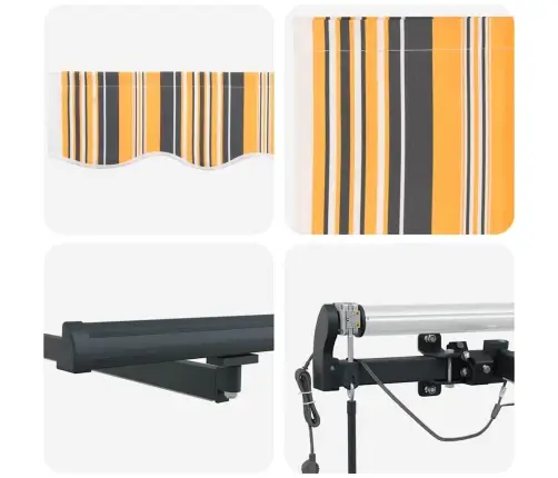 Automātiskā Ievelkamā Nojume Ar Led Daudzkrāsainu Svītru 600X300 Cm Vidaxl