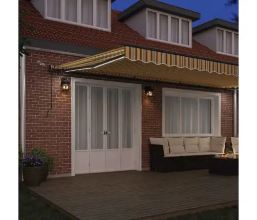 Automātiskā Ievelkamā Nojume Ar Led Daudzkrāsainu Svītru 600X300 Cm Vidaxl