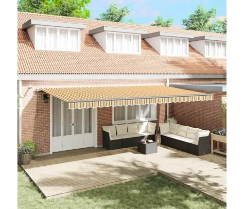 Automātiskā Ievelkamā Nojume Ar Led Daudzkrāsainu Svītru 600X300 Cm Vidaxl