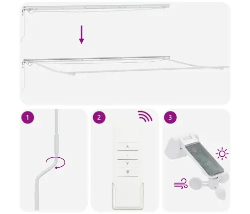 Automātiskā Retraktā Deķis Ar Led, Balts, 600 X 300 Cm Vidaxl