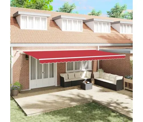 Käigukohandatav Varikatus Led -Ribatuledega Punane 600 × 300 Cm