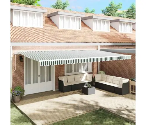 Izvelkams Jumtiņš 600 × 300 Cm Zaļš Un Balts Vidaxl