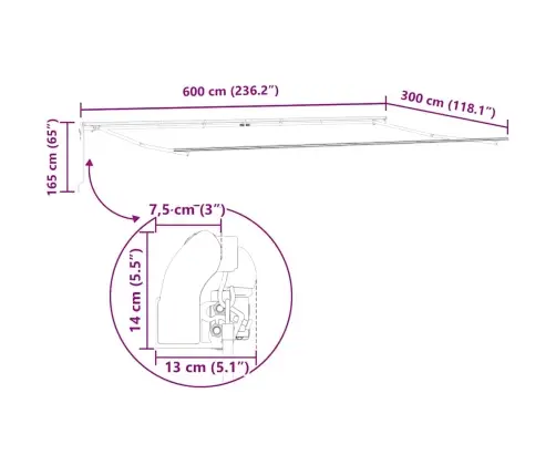 Izvelkams Jumtiņš 600 × 300 Cm Zaļš Un Balts Vidaxl