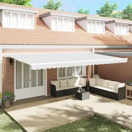 Nolokāms Markīze Balts 600 × 350 Cm Audums Un Alumīnijs Vidaxl