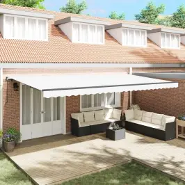 Nolokāms Markīze Balts 600 × 350 Cm Poliesters Un Alumīnijs Vidaxl