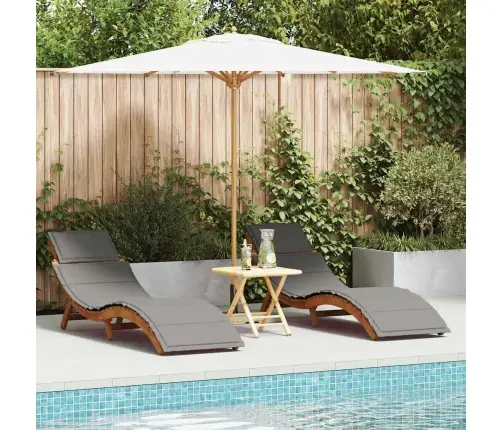 Sauļošanās Krēsli Ar Spilveniem 2 Gab. Tumši Pelēki, Cieta Akācijas Koka Vidaxl