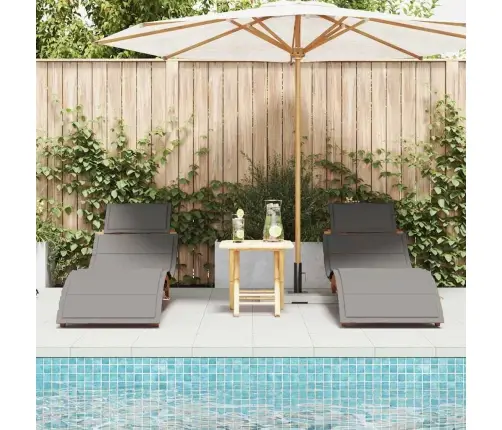 Sauļošanās Krēsli Ar Spilveniem 2 Gab. Tumši Pelēki, Cieta Akācijas Koka Vidaxl