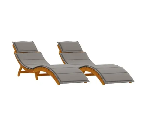 Sauļošanās Krēsli Ar Spilveniem 2 Gab. Tumši Pelēki, Cieta Akācijas Koka Vidaxl