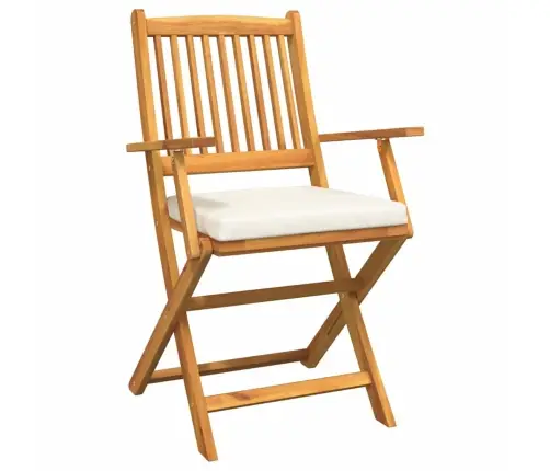 Salokāmās Dārza Krēsli Ar Baltu Spilvenu 2 Gab. Masīvs Akāciju Koks Vidaxl