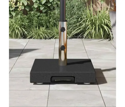 Riteņu Lietussarga Pamats Ar Rokturi Melnā Granītā 29 Kg Kvadrātveida Vidaxl