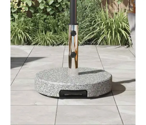 Riteņots Lietussarga Balsts Ar Rokturi Pelēka Granīta 29 Kg Apaļš Vidaxl