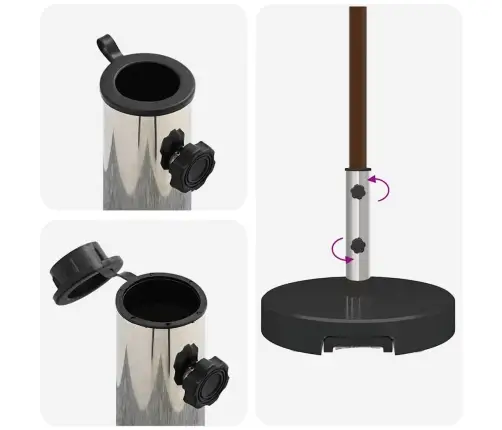 Riteņu Saulessarga Statīvs Ar Rokturi Melnā Granīta 29 Kg Apaļais Vidaxl