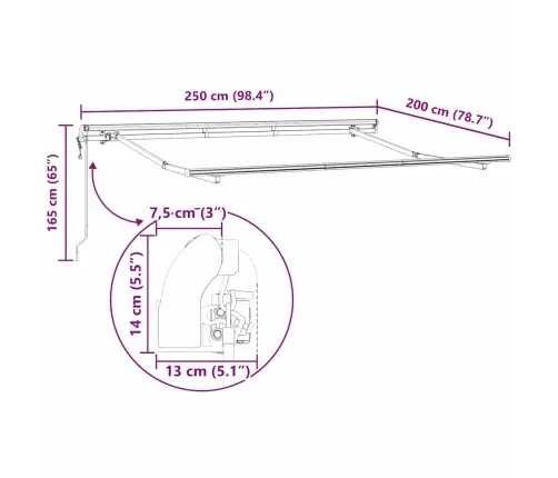 Elektriskā Nojumes Rāmis Ievilkams 2.5X2 M Metāls Vidaxl