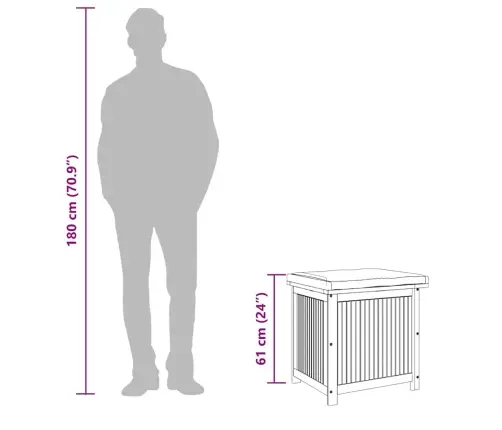 Dārza Spilvenu Kaste, 60X50X61 Cm, Akācijas Masīvkoks Vidaxl