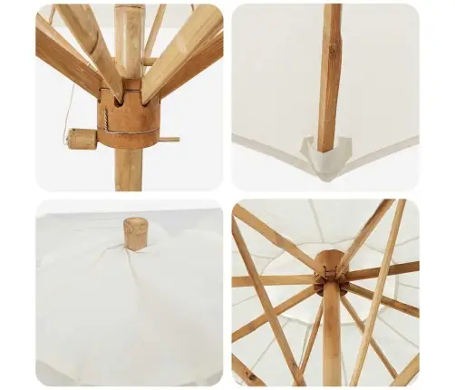 Krēmkrāsas Dārza Lietussargs 180X230 Cm Bambuss Vidaxl