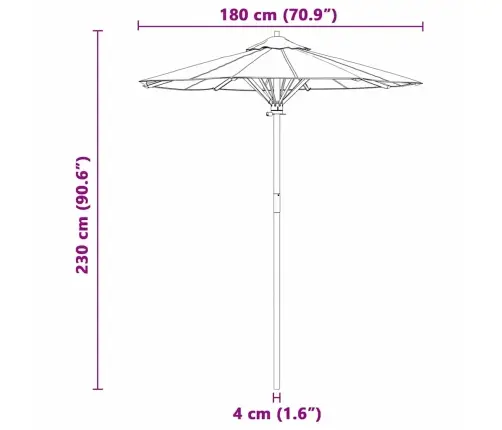Krēmkrāsas Dārza Lietussargs 180X230 Cm Bambuss Vidaxl