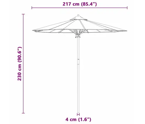 Sodo Skėtis Kreminė Balta 217 X 217 X 230 Cm Bambukas