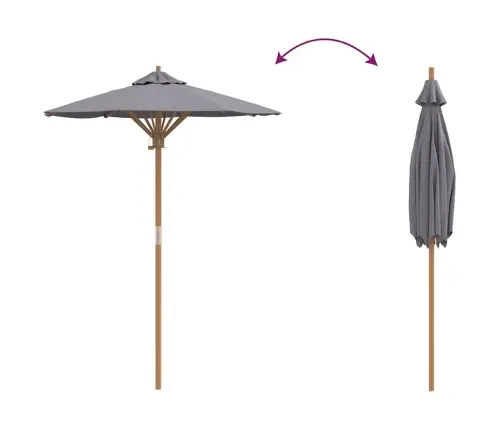 Dārza Lietussargs Tumši Pelēks 150X210 Cm Bambuss Vidaxl