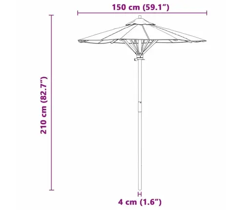 Dārza Lietussargs Tumši Pelēks 150X210 Cm Bambuss Vidaxl
