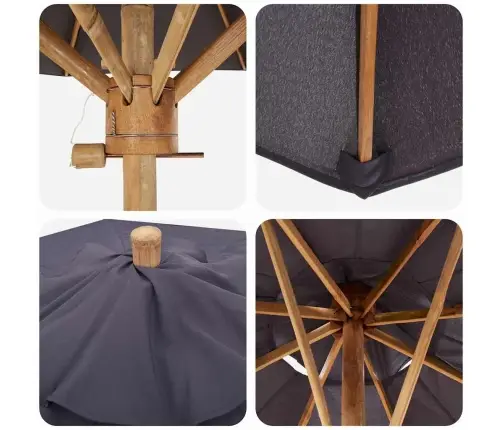 Sodo Skėtis Tamsiai Pilka 217 X 217 X 230 Cm Bambukas