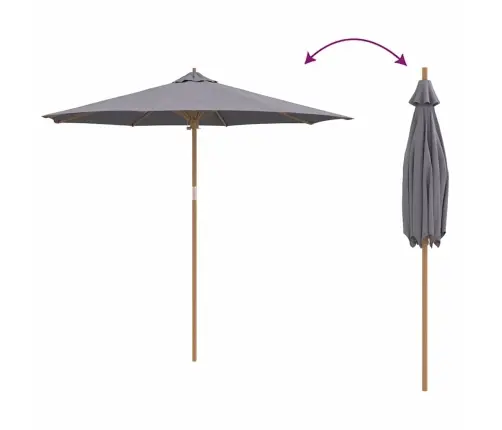 Dārza Lietussargs - Tumši Pelēks, 270X260 Cm, Bambuss Vidaxl