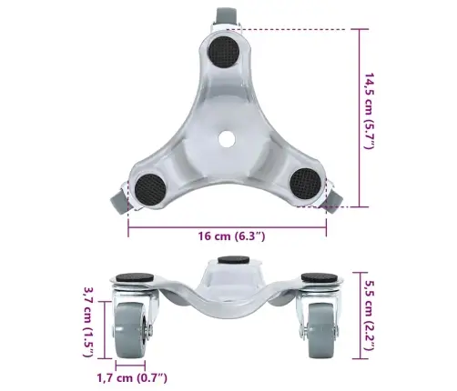 Mööblirullikud 4 Tk 16 X 14,5 X 5,5 Cm Teras 180 Kg