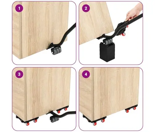 Mēbeļu Riteņi, 4 Gab., Ar Pacēlāju, Melni, 13,5X13,5X4,2 Cm, 300 Kg Vidaxl