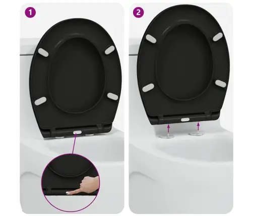 Greito Atleidimo Tualeto Sėdynė Juoda 44.8 X 37.3 X 4.2 Cm