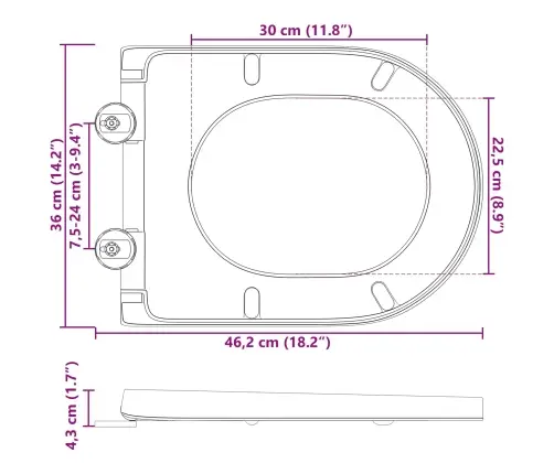 Tualettsari Valge 46,2 X 36 X 4,3 Cm Duroplast