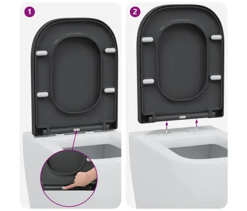 Ātra Atbrīvot Tualetes Sēdeklis Ar Mīksto Aizvēršanos Duroplast Antracīta Krāsā Vidaxl