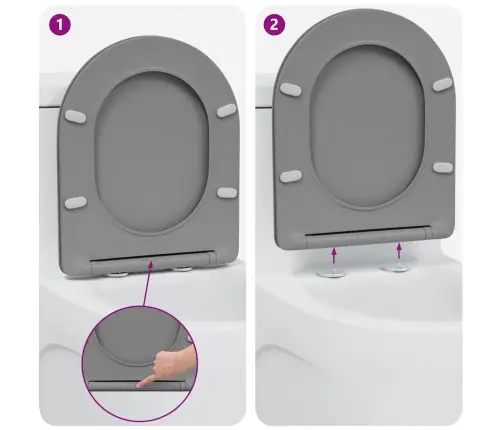 Ātri Atbrīvojama Tualetes Sēdeklis Ar Lēnu Aizvēršanu – Duroplast, Pelēks Vidaxl