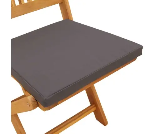 Salokāmās Dārza Krēsli Ar Pelēko Spilvenu 6Gab. Cietā Akācijas Koka Vidaxl