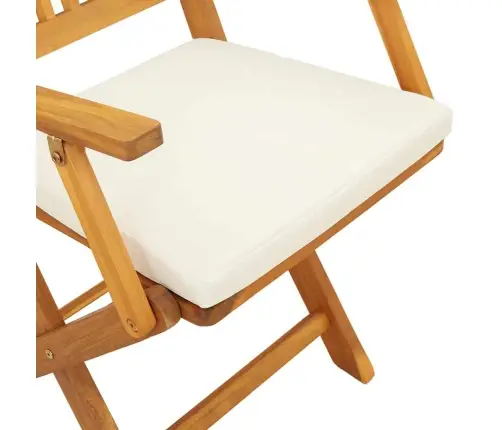 Saliekamās Dārza Krēsli Ar Baltu Spilvenu 6 Gab. Solidā Akācijas Koks Vidaxl