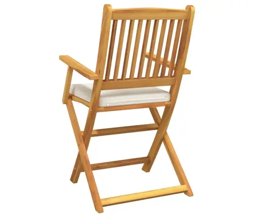 Saliekamās Dārza Krēsli Ar Baltu Spilvenu 6 Gab. Solidā Akācijas Koks Vidaxl