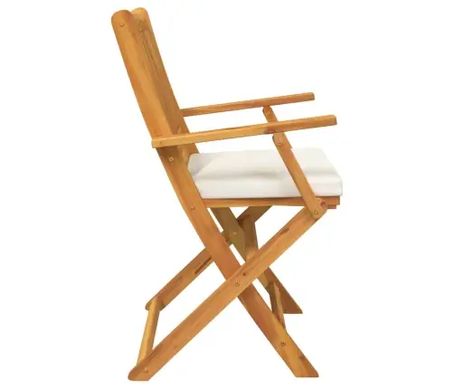 Saliekamās Dārza Krēsli Ar Baltu Spilvenu 6 Gab. Solidā Akācijas Koks Vidaxl