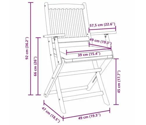 Saliekamās Dārza Krēsli Ar Baltu Spilvenu 6 Gab. Solidā Akācijas Koks Vidaxl