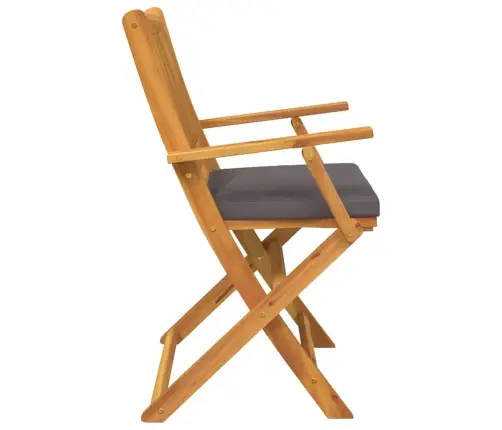 Saliekamās Dārza Krēsli Ar Pelēku Spilvenu 6 Gab. Cietā Akācijas Koka Vidaxl