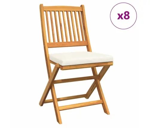 Sulankstoma Kėdė Su Pagalve 8 Pcs Balta 49 X 57.5 X 92Cm